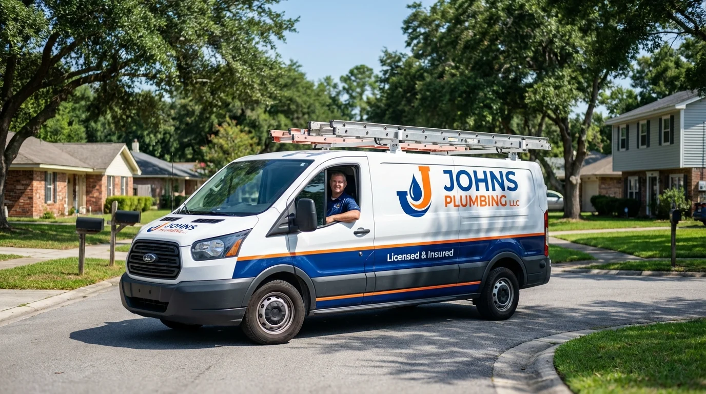 Johns Plumbing LLC service van in Charlotte, MI