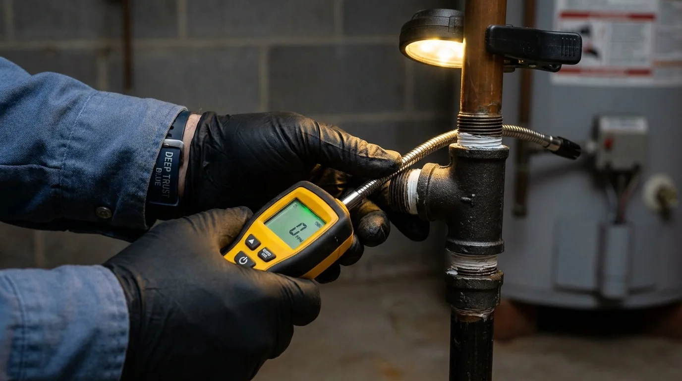Gas leak detection with electronic sniffer by Johns Plumbing LLC in Charlotte